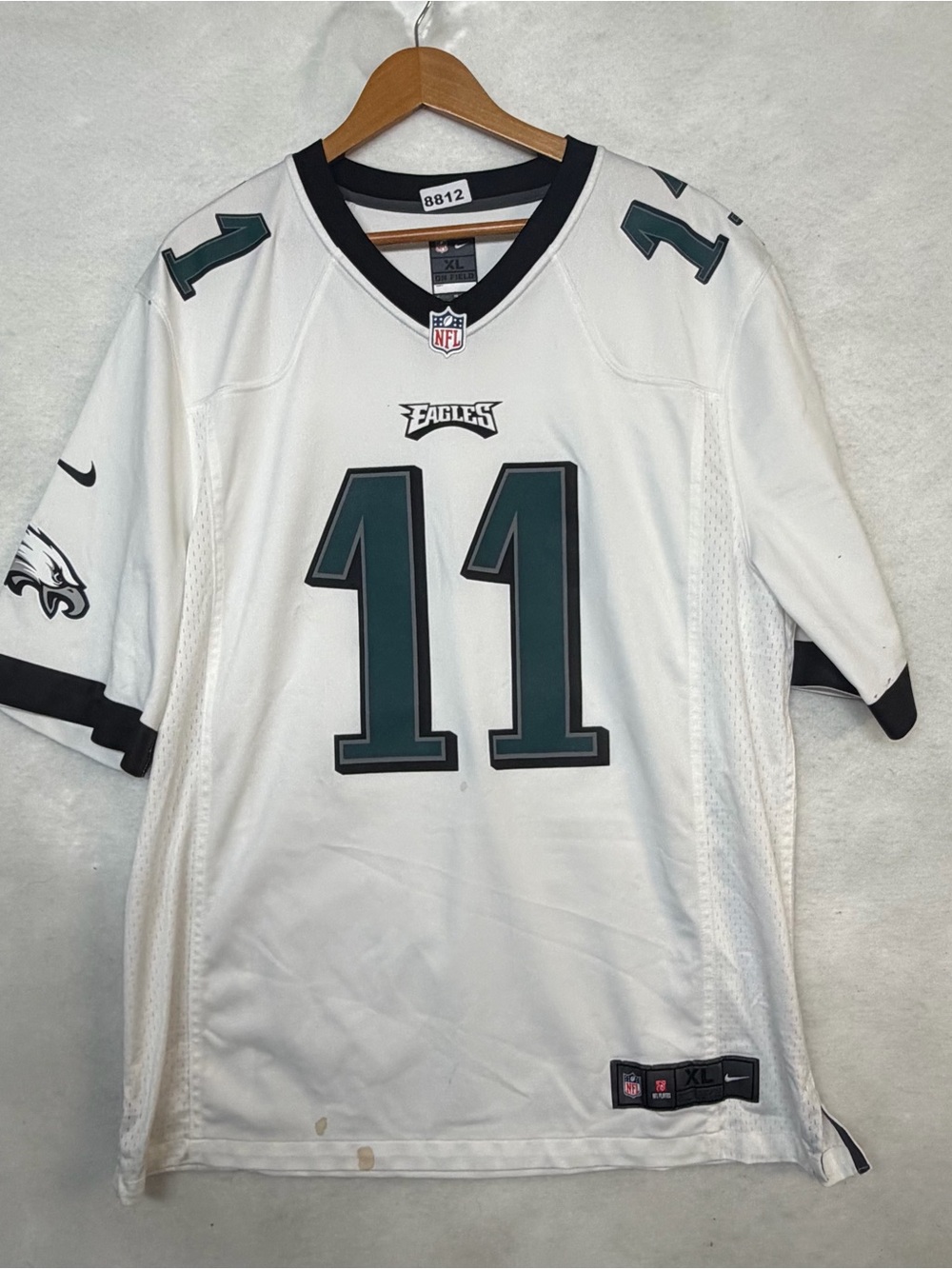 Nike NFL #11 Wentz Philadelphia Eagles White Sewn Jersey DriFit On Field Sz XL
